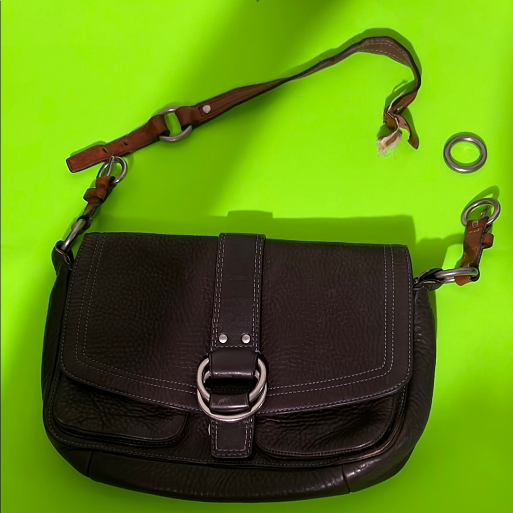 Coach Black And Brown Leather Crossbody Tote